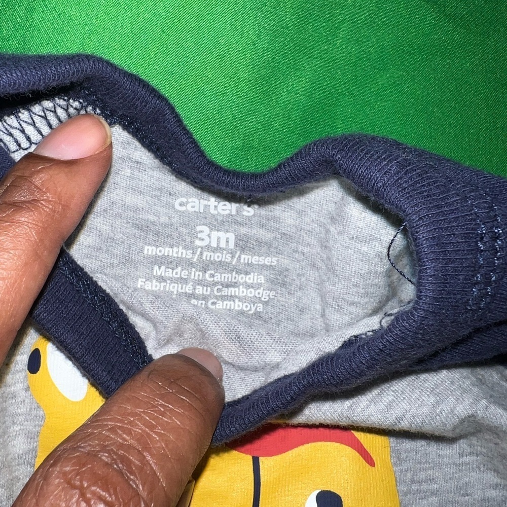 Carter's Gray and Black Tee with Baseball Leopard 3 Months - Picture 3 of 3